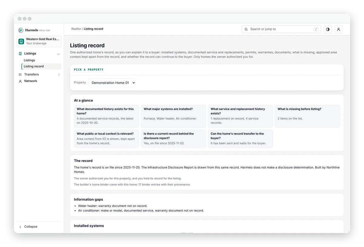 A listing record authorized by a fictional owner.