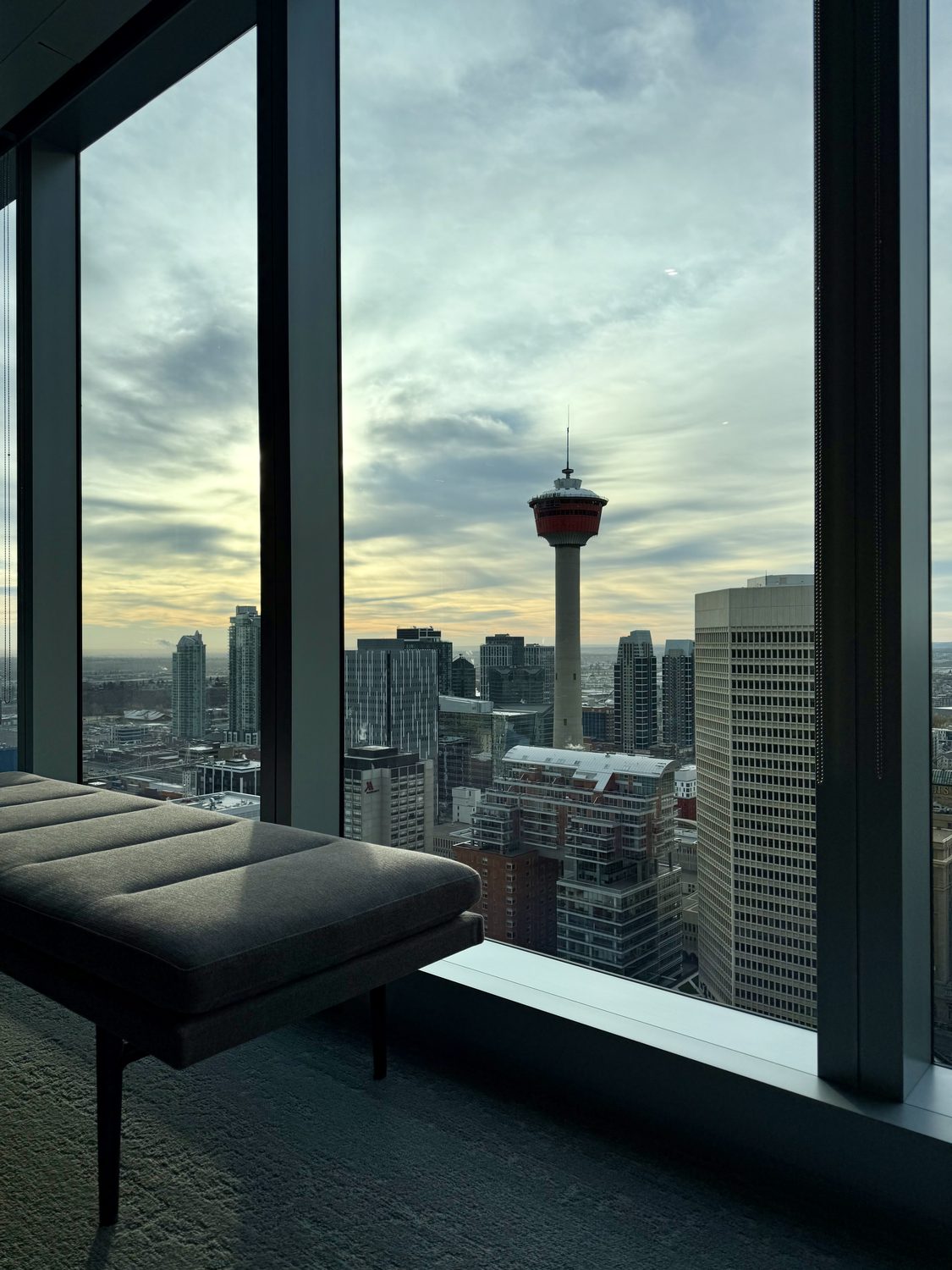 Calgary Tower and downtown at dusk